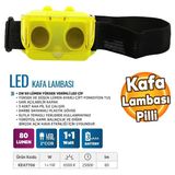 Pilli Ledli 3 Fonksiyonlu Kafa Lambasi Kamp Kafa Feneri Kapakli 1+1 W