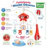 Pilli Müzikli Dönence - 360 Dönebilen - Sabitlemeli Çıngıraklı Dönence - Bebek Uyku Arkadaşı Beşik Oyuncağı