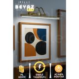 Pilli Parlak Gold Kasa Beyaz Led Flüt Tablo Aplik Banyo Ayna Üstü Aydınlatma