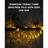 Pilli Ramazan ve Bayram LED Işık Zinciri Cami Temalı Dekoratif - 6137-6156 - Çok Renkli