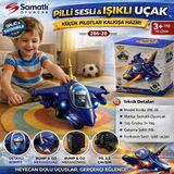 Pilli Sesli Ve Işıklı Uçak 286-28Hareketli Led Işıklı Oyuncak Uçak