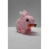 Pilli Sesli Zıp Zıp Yürüyen Havuçlu Tavşan Peluş Oyuncak 15 cm - 07-Pembe