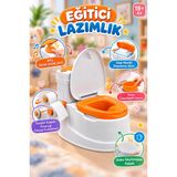 Pilli Sifon Sesli Islak Mendil Hazneli Ve Tuvalet Kağıdı Tutacaklı Klozet Eğitici Lazımlık