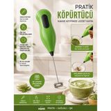 Pilli Süt Köpürtücü Kahve Köpürtme Makinesi | Mini Mikser - Yeşil