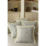 Pilloveland 4 Adet Doğal Pamuklu Geleneksel Buldan Dokuma Kırlent Kılıfı - 42*42 Cm - Gri