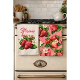 Pilloveland Desenli Mutfak Havlusu (2’li Set) | 30×50 cm - Çilek