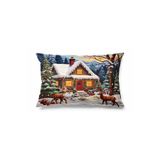 Pilloveland Dikdörtgen Kırlent Kılıfı Çift Tarafı Baskılı - Kardan Adam - Christmas - Yılbaşı - Noel