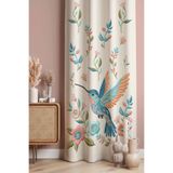 Pilloveland Fon Perde Süet Kumaş 140*280 cm - Kuş Nakışı
