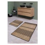 Pilloveland Kaymaz Taban Yıkanabilir 2’li Banyo Paspası - Hasır Görünümlü 60*100 Cm - 50*60 Cm