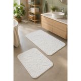 Pilloveland Peluş Yumuşak Doku Kaymaz Taban 2’li Banyo Paspası Seti – 60x100 & 50x60 cm - Çiçek