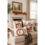 Pilloveland Punch Nakışlı 3'lü Kırlent Kılıfı - 2 Adet 43*43 Cm - 1 Adet 50*30 cm - Hello Fall - PNK003