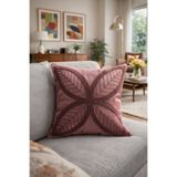 Pilloveland Punch Nakışlı Kırlent Kılıfı - 43*43 Cm - 4 Yaprak Gül Kurusu - PNK001
