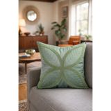 Pilloveland Punch Nakışlı Kırlent Kılıfı - 43*43 Cm - 4 Yaprak Küf Yeşili- PNK001