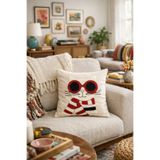 Pilloveland Punch Nakışlı Kırlent Kılıfı - 43*43 Cm - Cool Kedi - PNK001