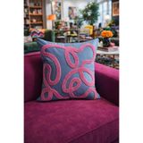 Pilloveland Punch Nakışlı Kırlent Kılıfı - 43*43 Cm - Curve - Açık Mavi - PNK001