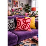 Pilloveland Punch Nakışlı Kırlent Kılıfı - 43*43 Cm - Curve - Şeker Pembe - PNK001