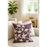 Pilloveland Punch Nakışlı Kırlent Kılıfı - 43*43 Cm - Ginkgo Mürdüm- PNK001