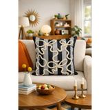 Pilloveland Punch Nakışlı Kırlent Kılıfı - 43*43 Cm - Gri Fiyonk - PNK001
