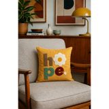 Pilloveland Punch Nakışlı Kırlent Kılıfı - 43*43 Cm - Hardal Hope - PNK001