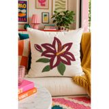Pilloveland Punch Nakışlı Kırlent Kılıfı - 43*43 Cm - Hibiscus - PNK001