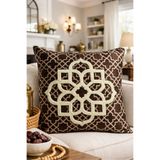 Pilloveland Punch Nakışlı Kırlent Kılıfı - 43*43 Cm - Kahverengi Motif - PNK001