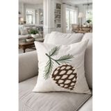 Pilloveland Punch Nakışlı Kırlent Kılıfı - 43*43 Cm - Kozalak - PNK001