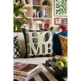 Pilloveland Punch Nakışlı Kırlent Kılıfı - 43*43 Cm - Küf Yeşili Home - PNK001