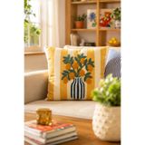 Pilloveland Punch Nakışlı Kırlent Kılıfı - 43*43 Cm - Limon Buketi - PNK001