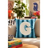 Pilloveland Punch Nakışlı Kırlent Kılıfı - 43*43 Cm - Mavi G Harfi - PNK001