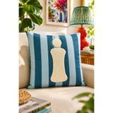 Pilloveland Punch Nakışlı Kırlent Kılıfı - 43*43 Cm - Mavi İ Harfi - PNK001