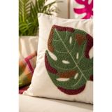 Pilloveland Punch Nakışlı Kırlent Kılıfı - 43*43 Cm - Monstera - PNK001