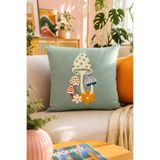 Pilloveland Punch Nakışlı Kırlent Kılıfı - 43*43 Cm - Mushroom - PNK001