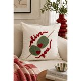 Pilloveland Punch Nakışlı Kırlent Kılıfı - 43*43 Cm - Olive - PNK001