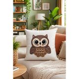 Pilloveland Punch Nakışlı Kırlent Kılıfı - 43*43 Cm - Owl - PNK001