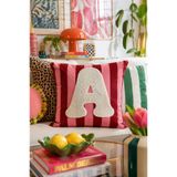 Pilloveland Punch Nakışlı Kırlent Kılıfı - 43*43 Cm - Pembe A Harfi - PNK001