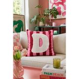 Pilloveland Punch Nakışlı Kırlent Kılıfı - 43*43 Cm - Pembe D Harfi - PNK001
