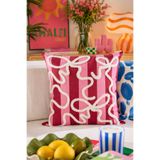 Pilloveland Punch Nakışlı Kırlent Kılıfı - 43*43 Cm - Pembe Fiyonk - PNK001