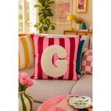 Pilloveland Punch Nakışlı Kırlent Kılıfı - 43*43 Cm - Pembe G Harfi - PNK001