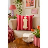 Pilloveland Punch Nakışlı Kırlent Kılıfı - 43*43 Cm - Pembe İ Harfi - PNK001