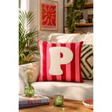 Pilloveland Punch Nakışlı Kırlent Kılıfı - 43*43 Cm - Pembe P Harfi - PNK001