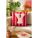 Pilloveland Punch Nakışlı Kırlent Kılıfı - 43*43 Cm - Pembe Y Harfi - PNK001