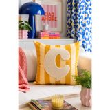 Pilloveland Punch Nakışlı Kırlent Kılıfı - 43*43 Cm - Sarı C Harfi - PNK001