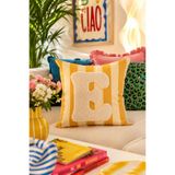 Pilloveland Punch Nakışlı Kırlent Kılıfı - 43*43 Cm - Sarı E Harfi - PNK001