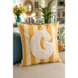 Pilloveland Punch Nakışlı Kırlent Kılıfı - 43*43 Cm - Sarı G Harfi - PNK001