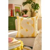 Pilloveland Punch Nakışlı Kırlent Kılıfı - 43*43 Cm - Sarı S Harfi - PNK001