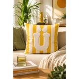 Pilloveland Punch Nakışlı Kırlent Kılıfı - 43*43 Cm - Sarı U Harfi - PNK001
