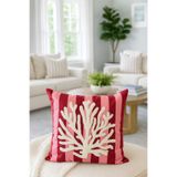 Pilloveland Punch Nakışlı Kırlent Kılıfı - 43*43 Cm - Şeker Pembe Mercan - PNK001