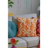 Pilloveland Punch Nakışlı Kırlent Kılıfı - 43*43 Cm - Turuncu Fiyonk - PNK001