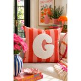 Pilloveland Punch Nakışlı Kırlent Kılıfı - 43*43 Cm - Turuncu G Harfi - PNK001