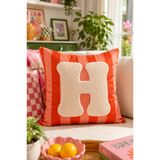 Pilloveland Punch Nakışlı Kırlent Kılıfı - 43*43 Cm - Turuncu H Harfi - PNK001